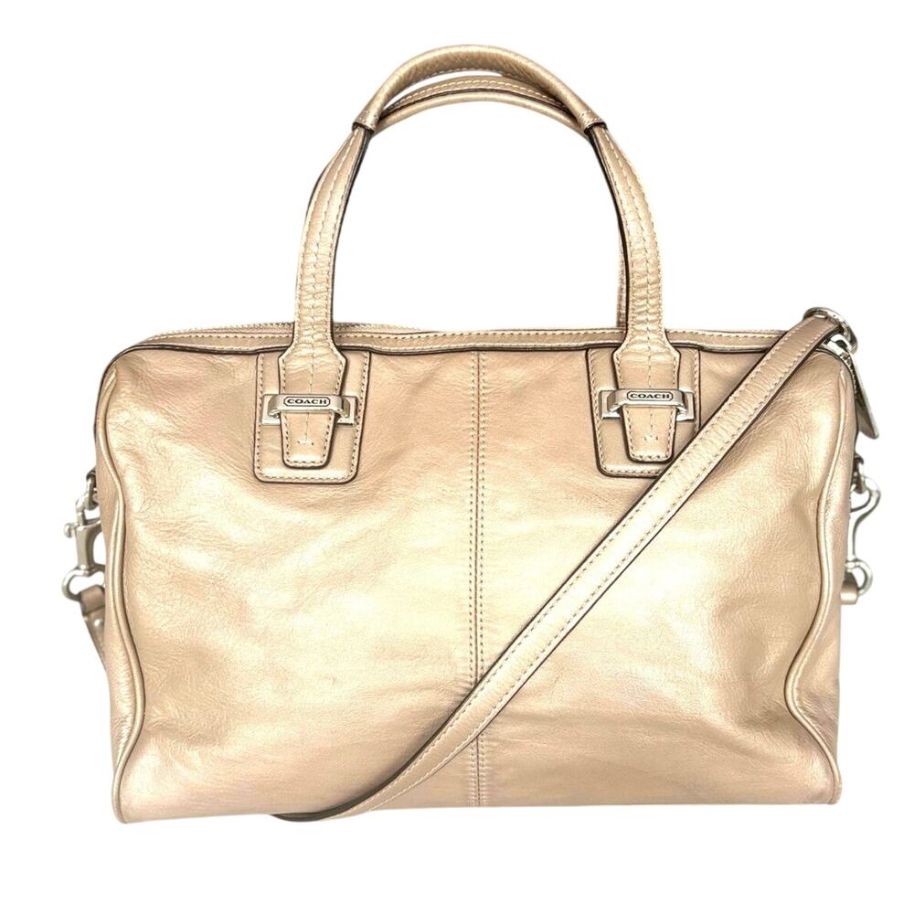 Coach Taylor Champagne metallic satchel zip detachable strap capsule mobwife
